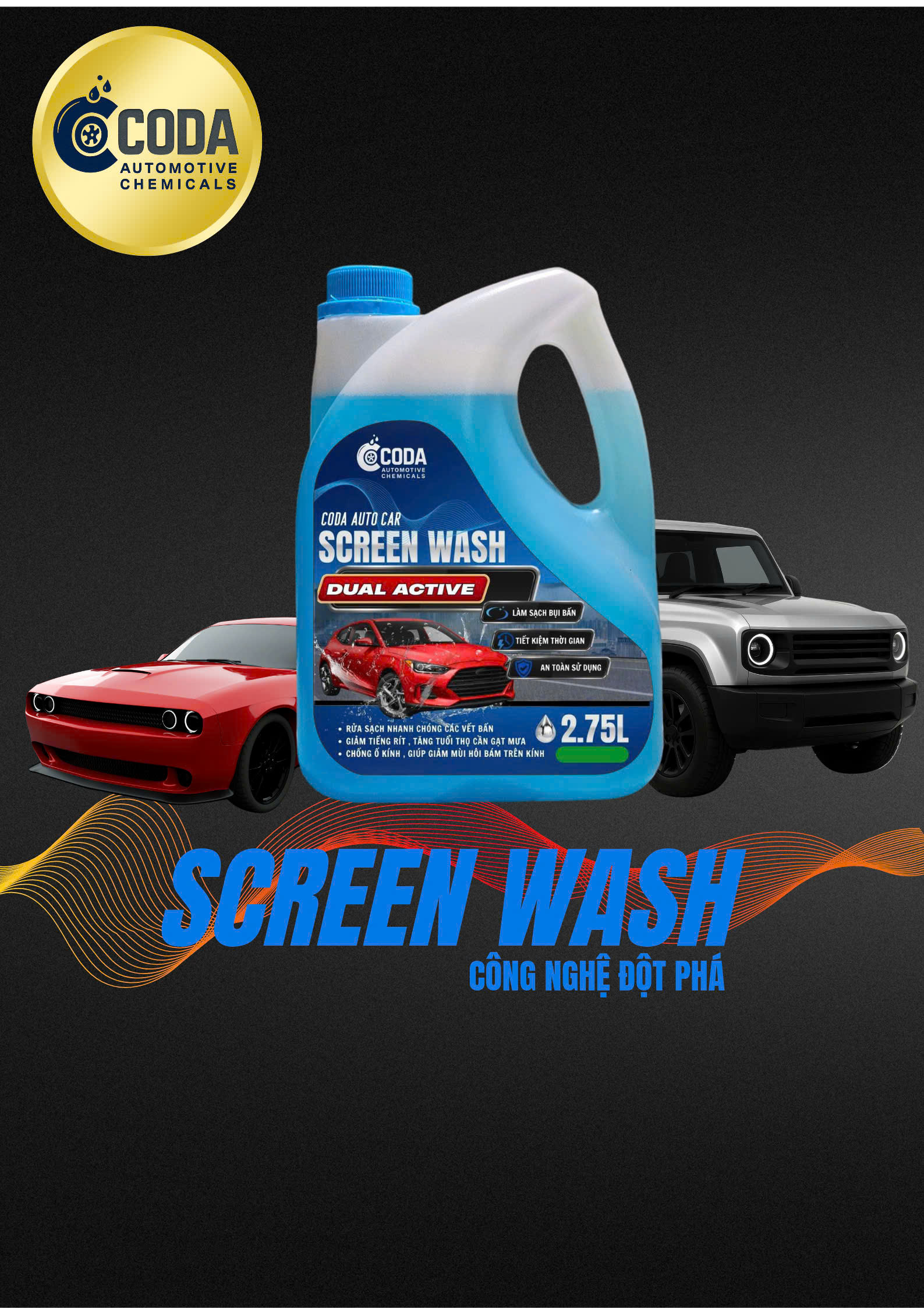 Hình ảnh phụ kiện Nước Kính Ô Tô Tinh Khiết CODA AUTO – Giữ Kính Sáng, Lái Xe An Toàn
